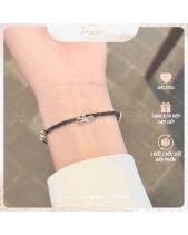 Vòng Tay Bạc S925 Họa Tiết Nơ Đá Spinel Đen - belovedbeyond.com