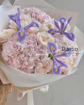 Bó Tú Cầu Hồng Mix Diên Vỹ - belovedbeyond.com
