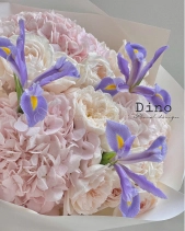 Bó Tú Cầu Hồng Mix Diên Vỹ - belovedbeyond.com