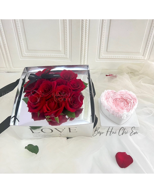 Set Hoa Hồng Đỏ Và Bánh Bento Tim Hồng Pastel - belovedbeyond.com