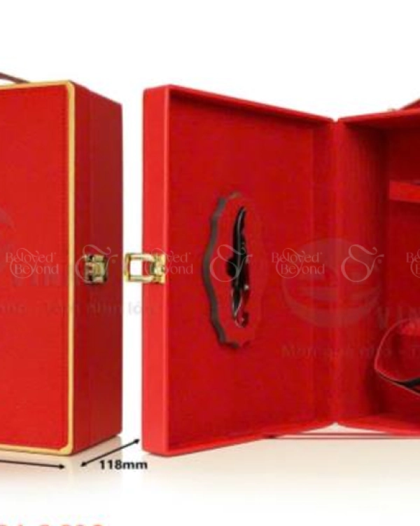 Hộp Da Đôi Đỏ Viền Vàng - belovedbeyond.com