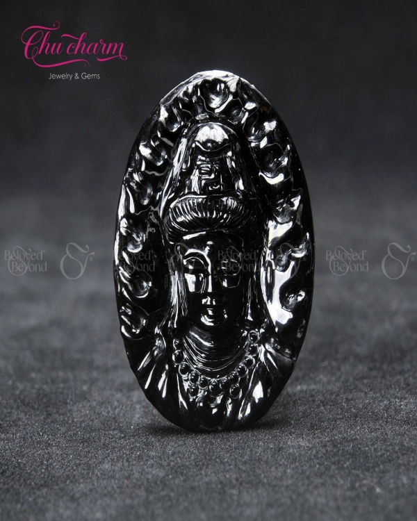 Mặt Phật Đá Thiên Thạch Đen Thiên Nhiên - belovedbeyond.com