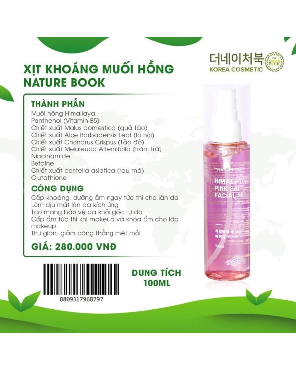 Xịt Khoáng Muối Hồng Nature Book - belovedbeyond.com