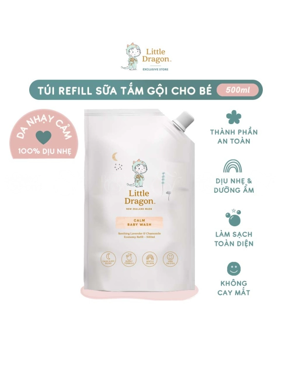 Túi Refill Sữa Tắm Gội Em Bé Little Dragon Calm - belovedbeyond.com