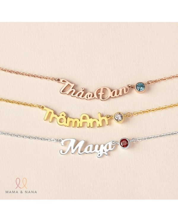 Vòng Cổ Khắc Tên Cho Bé Gái Kèm Đá Quý Theo Mệnh - belovedbeyond.com