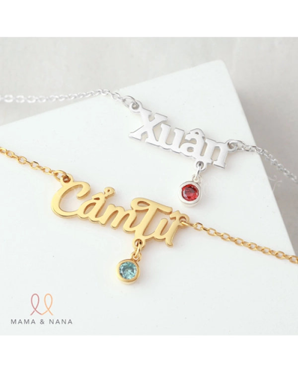 Vòng Cổ Khắc Tên & Charm Đá Quý Theo Mệnh Đính Mặt - belovedbeyond.com