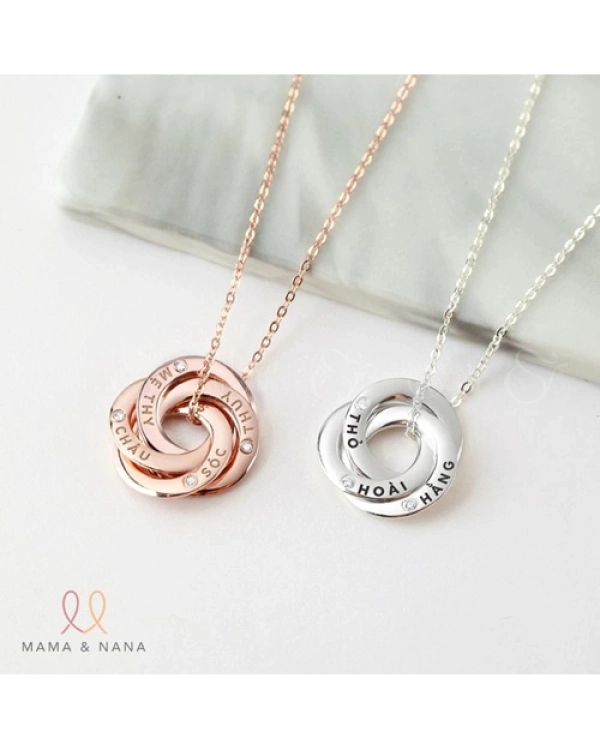 Dây Chuyền Tên Gia Đình Vòng Tròn Đính Đá Xi Hồng - belovedbeyond.com