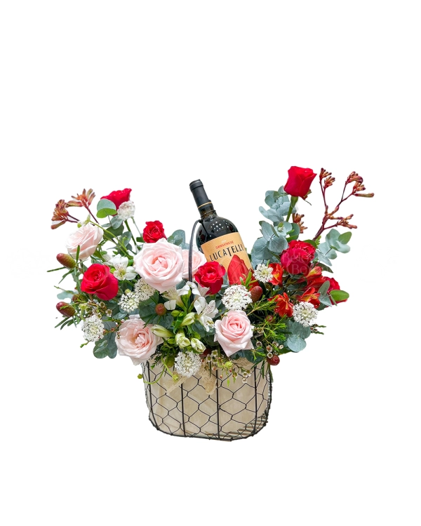 Giỏ Hoa Vang Đỏ - belovedbeyond.com