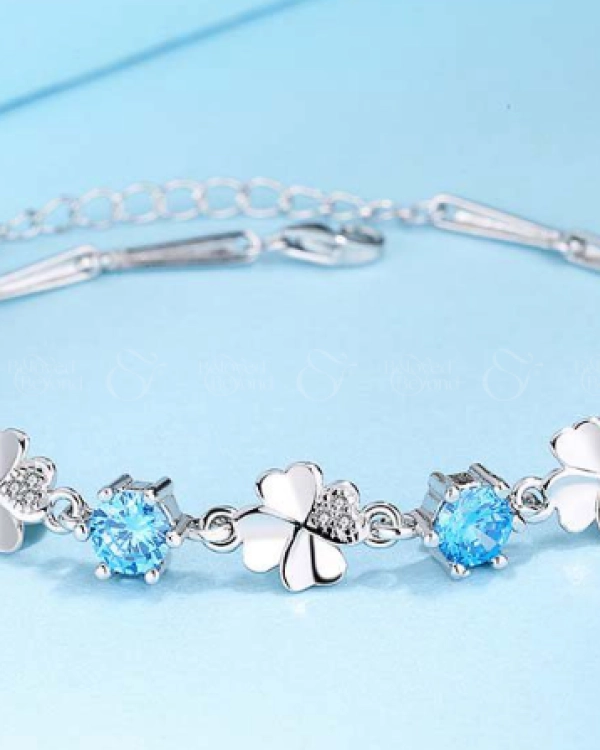 Lắc Tay Bạc Nữ Mạ Bạch Kim, Đá Cz Cỏ 4 Lá_612672 - belovedbeyond.com