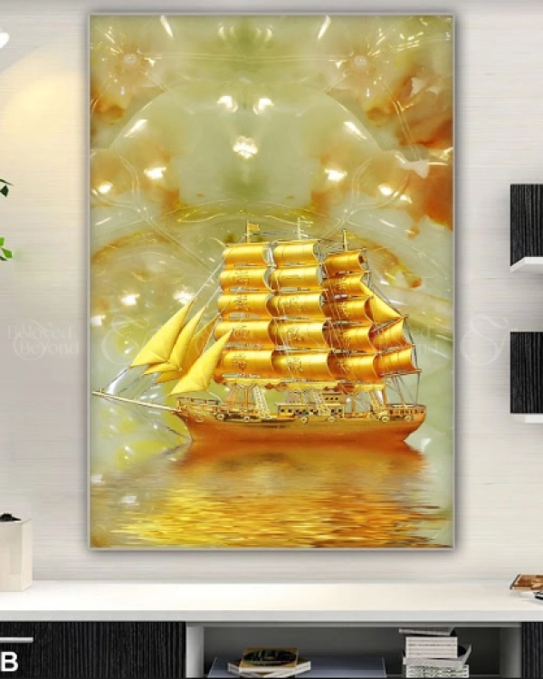 Tranh 3D Con Thuyền Màu Vàng Đẹp 061Tb - belovedbeyond.com