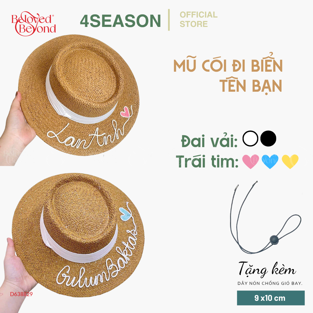 Mũ Cói Đi Biển Rộng Vành Đai 4Season (Đính Tên) - belovedbeyond.com