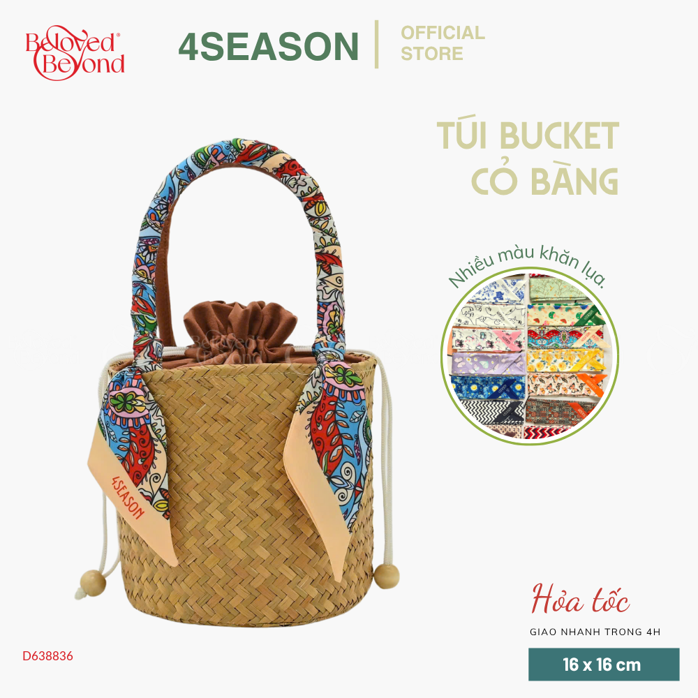 Túi Bucket Cỏ Bàng Khăn Lụa 4Season (Trơn) - belovedbeyond.com