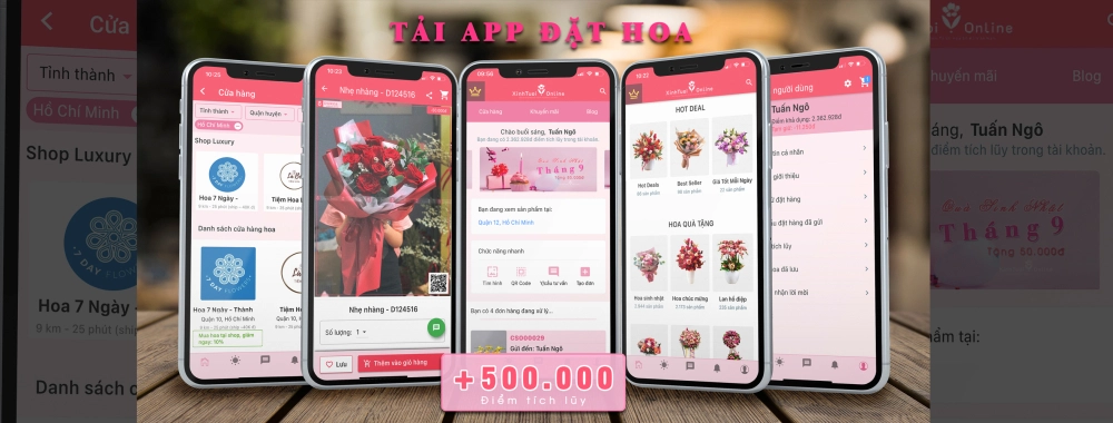 Tải App Đặt Hoa Nhận Ngay 500.000 điểm tích lũy vào tài khoản cá nhân ngay hôm nay