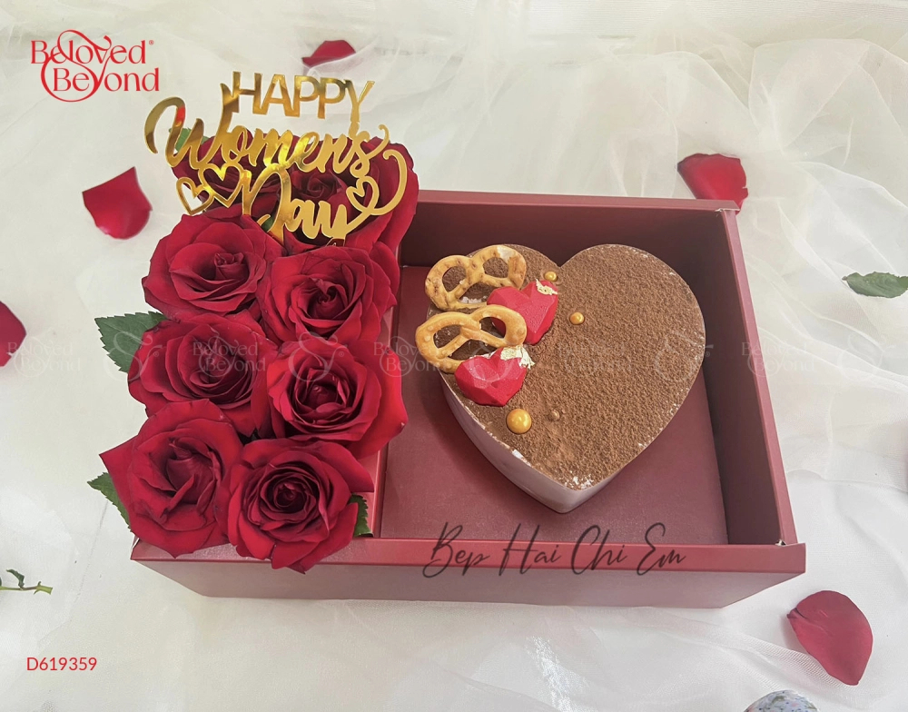 Set Hoa Tươi Và Bánh Kem Trái Tim Chocolate - belovedbeyond.com