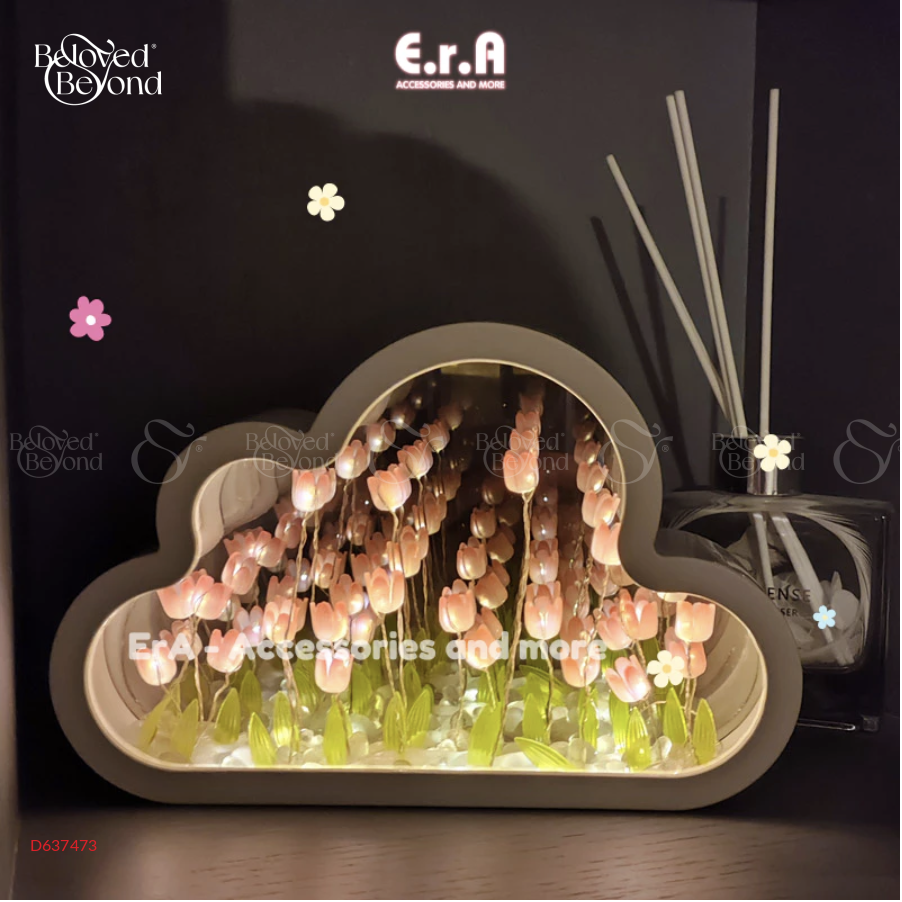 [Tự Làm - Làm Sẵn] Đèn Tulip Hình Đám Mây Gương - belovedbeyond.com