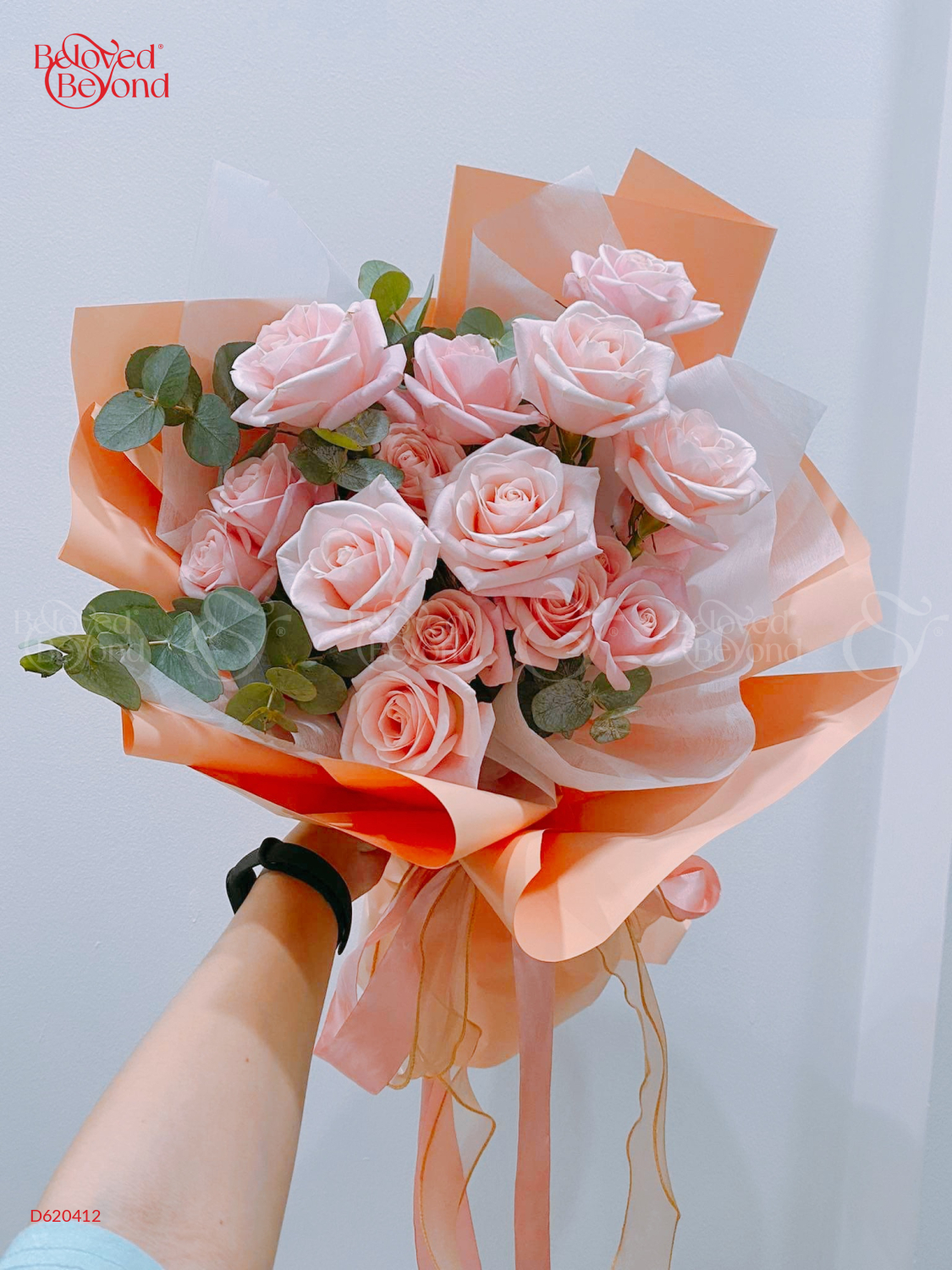 Bó Hoa Hồng Kem Dâu 15 Bông - belovedbeyond.com