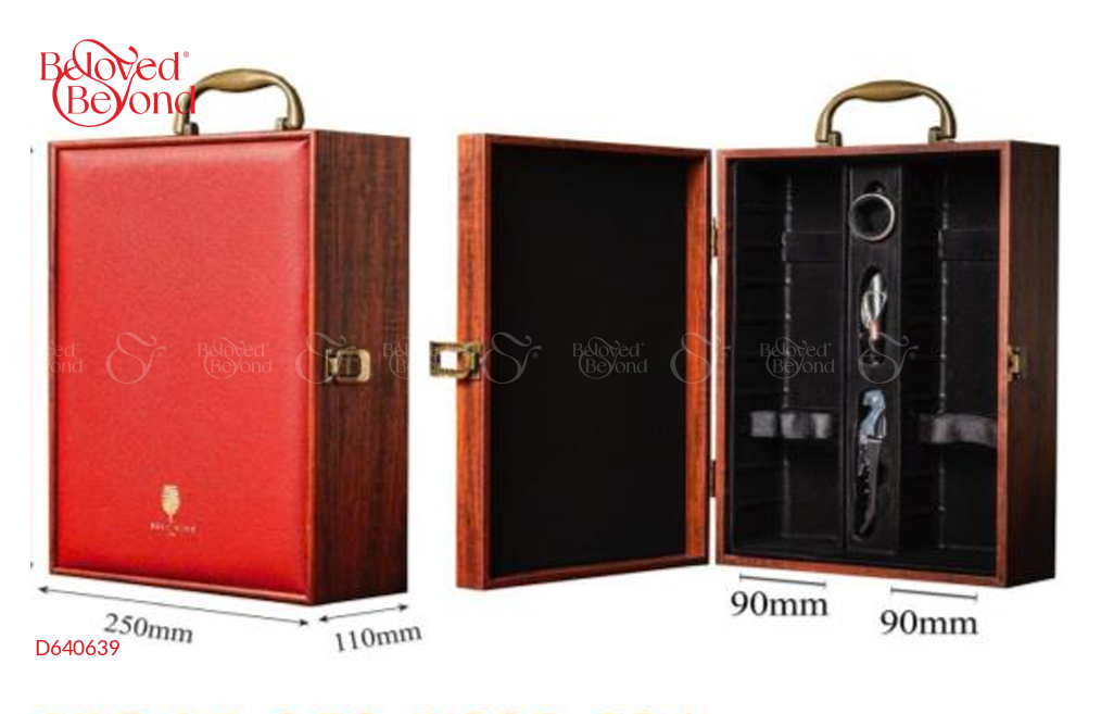 Hộp Sơn Mài Đôi Mặt Da Đỏ In Hoa Văn - belovedbeyond.com
