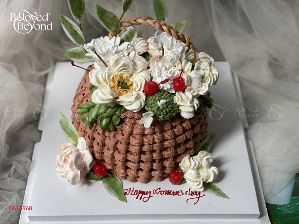 Bánh kem sinh nhật hình giỏ hoa trang đài  Bánh kem cao cấp