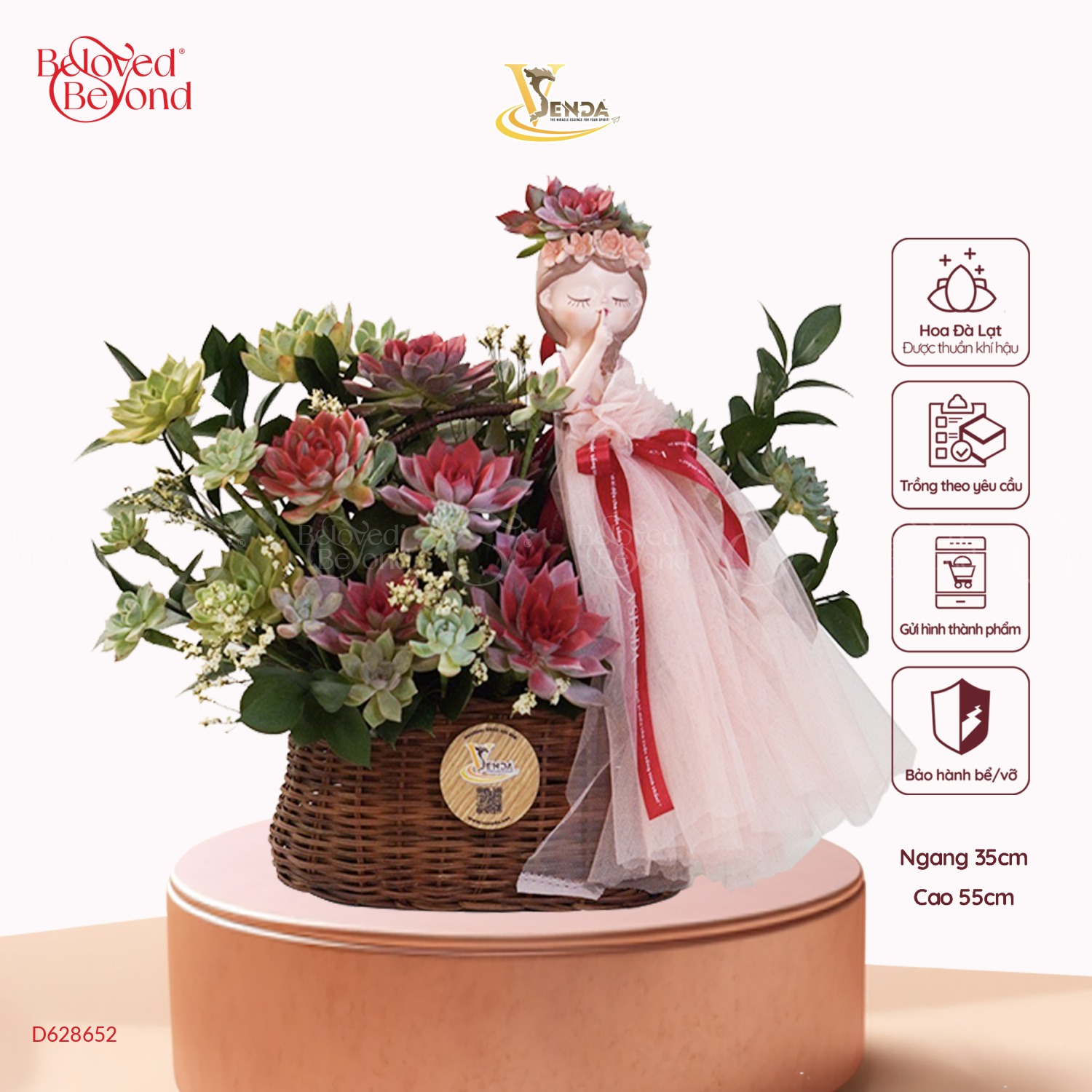 [Giữ Lại Rễ] Cô Bé Rực Rỡ_Giỏ Hoa Sen Đá Cắm Sáng - belovedbeyond.com