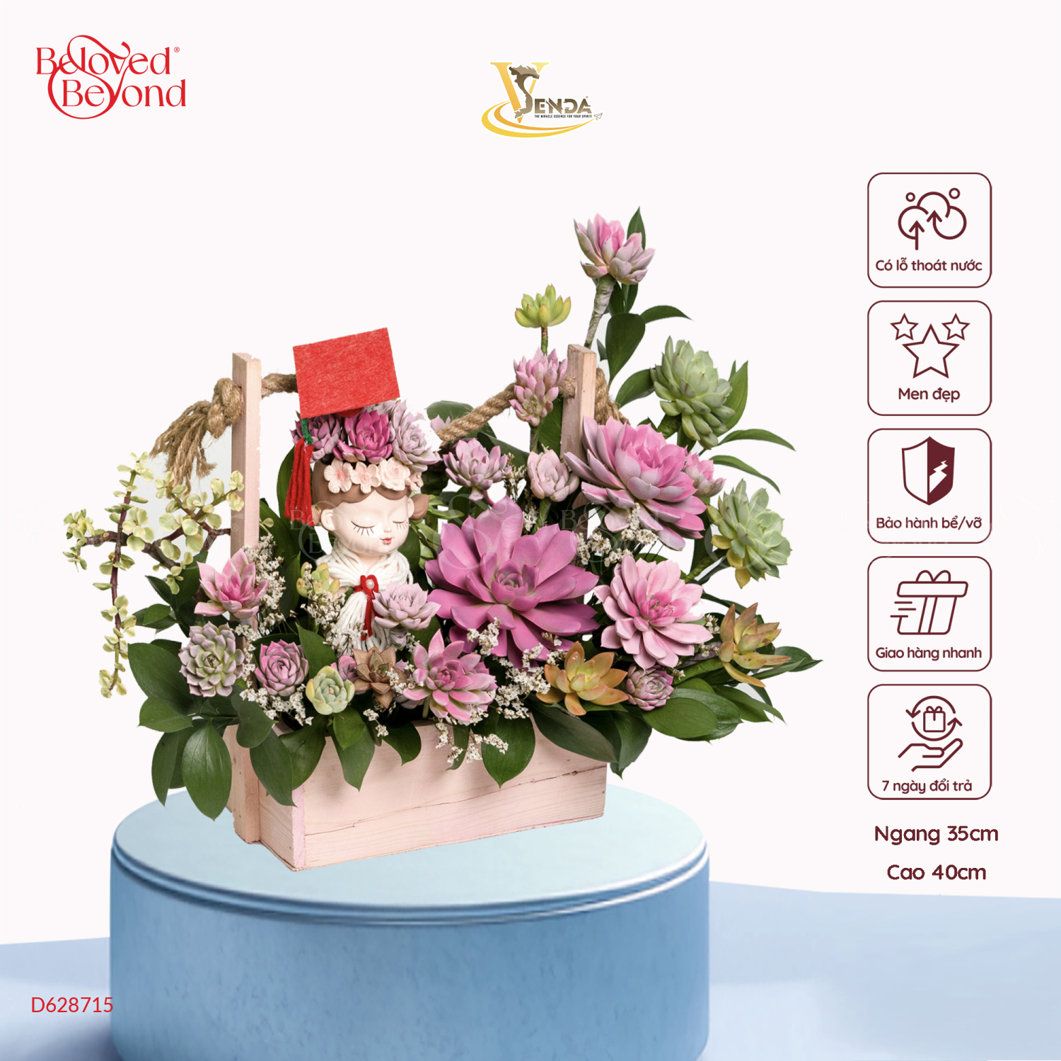 [Giữ Lại Rễ] Giỏ Hoa Tốt Nghiệp Sen Đá - belovedbeyond.com