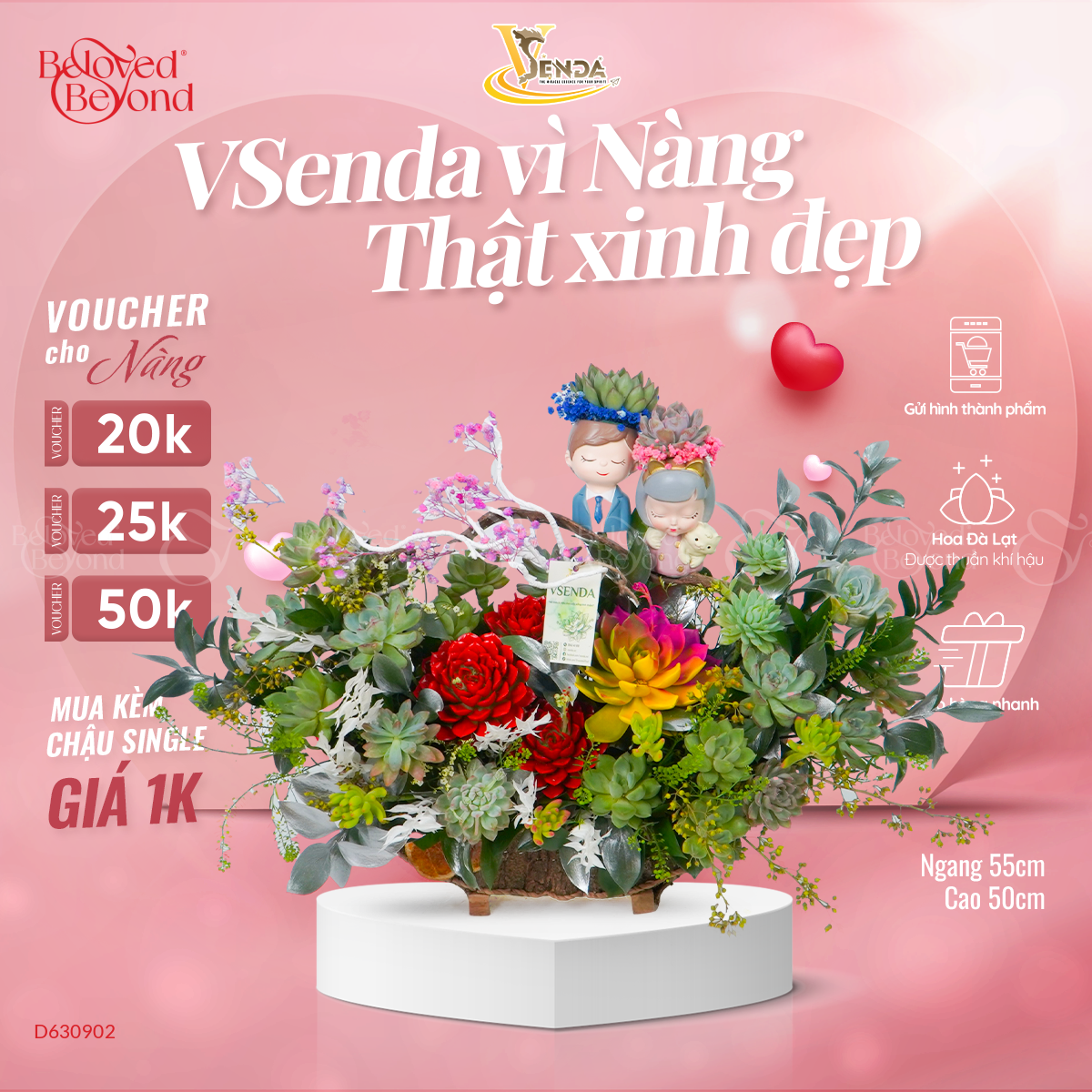 [Giữ Lại Rễ] Duyên Dáng_Lẵng Hoa Sen Đá Cắm - belovedbeyond.com