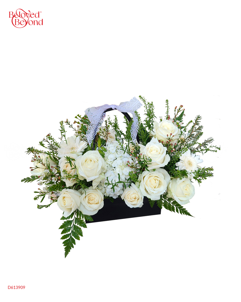 Giỏ Hoa Hồng Trắng Tinh Khiết - belovedbeyond.com