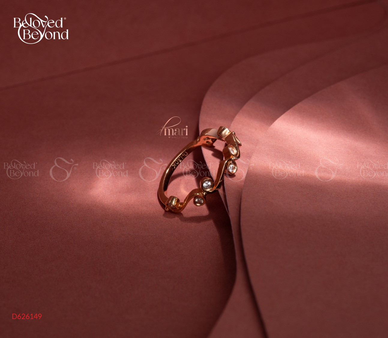 Nhẫn Nhịp Sóng Vàng Hồng 10K - belovedbeyond.com