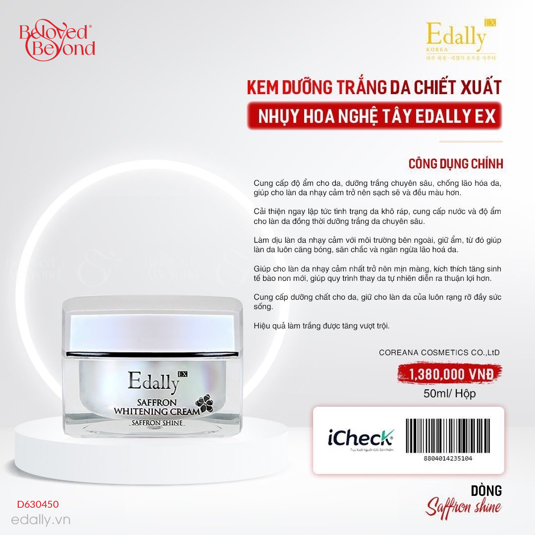 Kem Dưỡng Trắng Da Chiết Xuất Nhụy Hoa Nghệ Tây - belovedbeyond.com