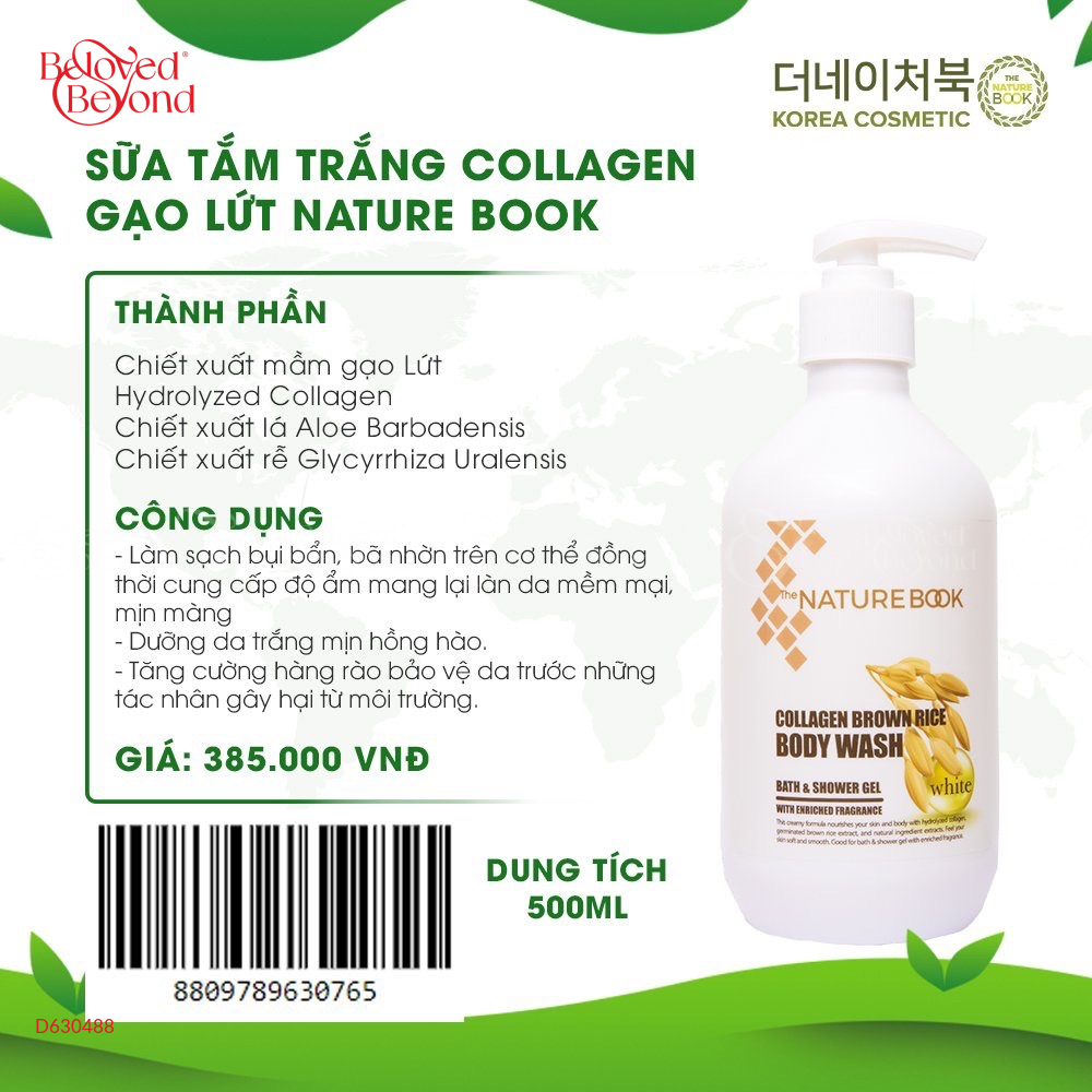 Sữa Tắm Trắng Collagen Gạo Lứt Nature Book - belovedbeyond.com