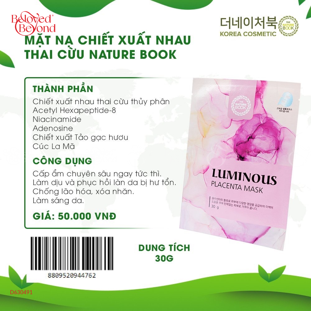 Mặt Nạ Chiết Xuất Nhau Thai Cừu Nature Book - belovedbeyond.com