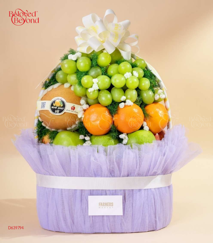 Giỏ Quà Trái Cây Hỗn Hợp Tone Tím Cơ Bản - belovedbeyond.com