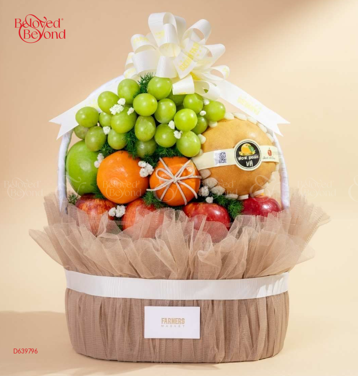Giỏ Quà Trái Cây Hỗn Hợp Tone Nâu Nhạt Cơ Bản - belovedbeyond.com