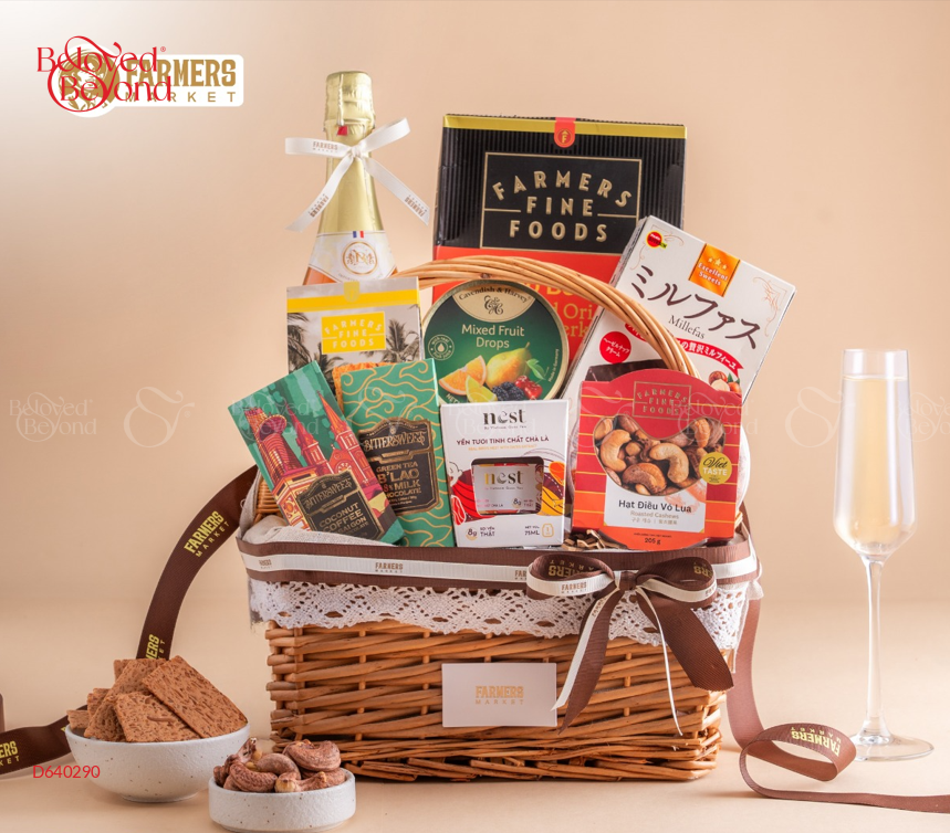 Giỏ Quà: Yến Tươi - Nước Trái Cây & Hạt Tone Nâu - belovedbeyond.com