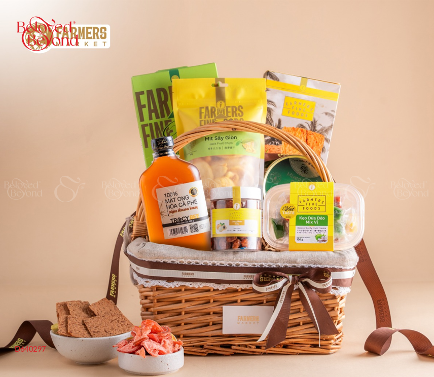 Giỏ Quà: Mật Ong - Bánh & Ăn Vặt Tone Nâu - belovedbeyond.com