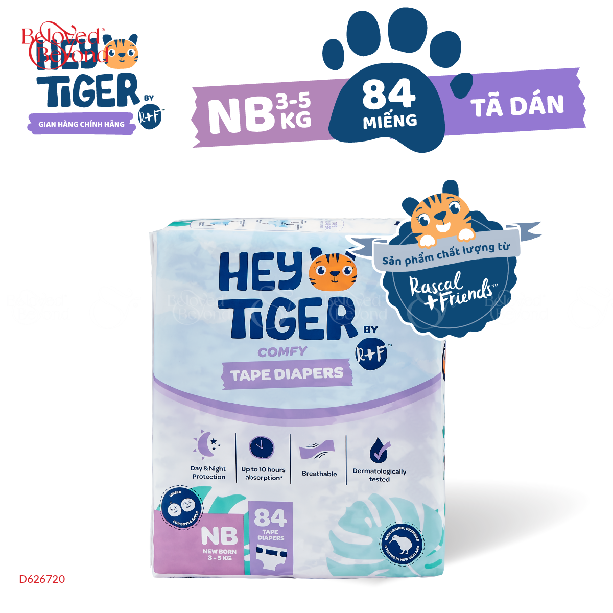 Tã Dán Hey Tiger Cho Bé Size Nb (3-5Kg) (84 Miếng) - belovedbeyond.com