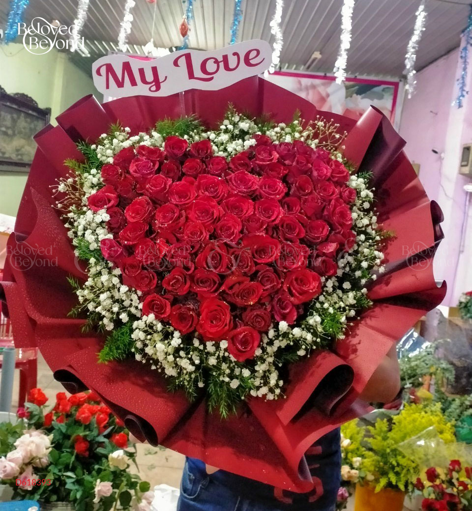 Bó Hoa Trái Tim Đỏ - belovedbeyond.com