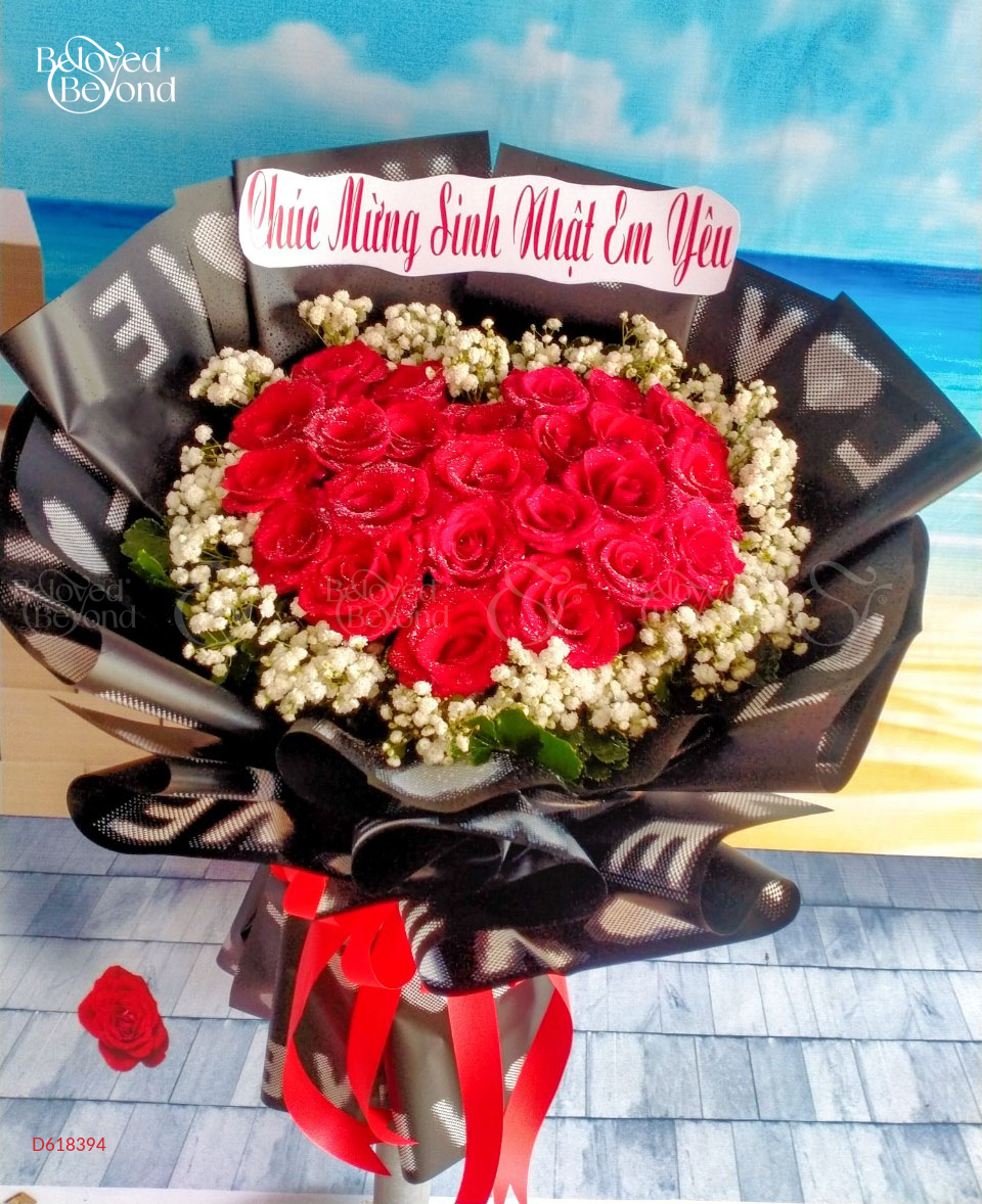 Bó Hoa Trái Tim Đỏ - belovedbeyond.com