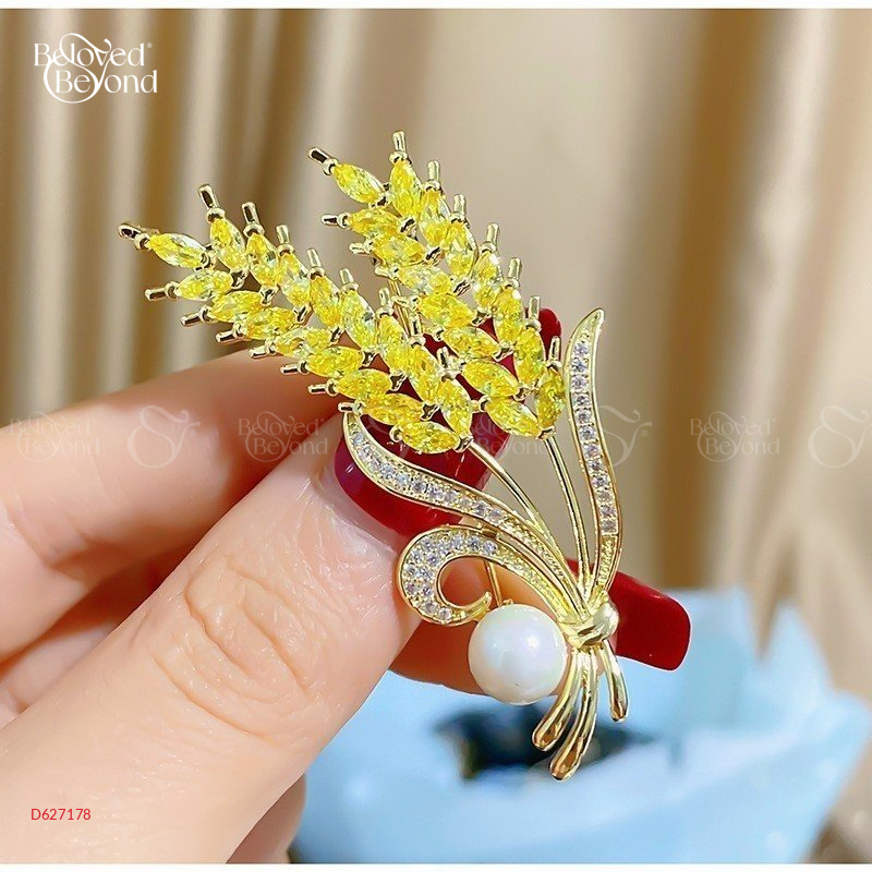Ghim Cài Áo Đá Zircon Cao Cấp Thiết Kế Bông Lúa - belovedbeyond.com