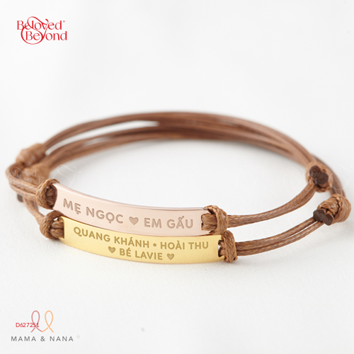 Vòng Tay Da Cho Nữ Với Thanh Bạc Khắc Nội Dung - belovedbeyond.com