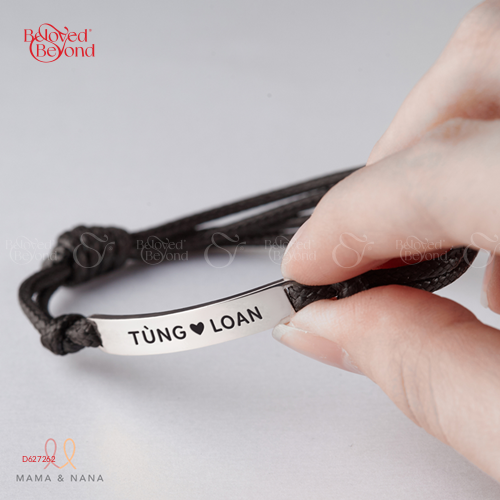 Vòng Tay Da Cho Nam Với Thanh Bạc Khắc Nội Dung - belovedbeyond.com
