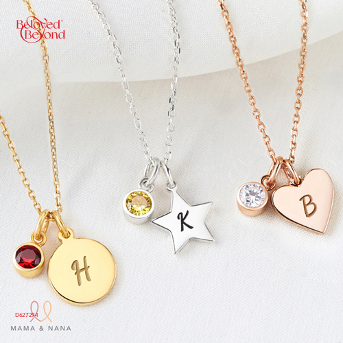 Vòng Cổ Charm Xinh Khắc Chữ Cái Với Đá Mệnh Cho Bé - belovedbeyond.com