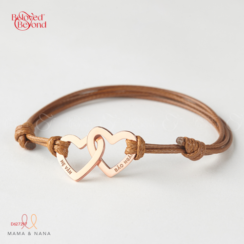 Vòng Tay Da 2 Trái Tim Lồng Nhau Ý Nghĩa Khắc Tên - belovedbeyond.com
