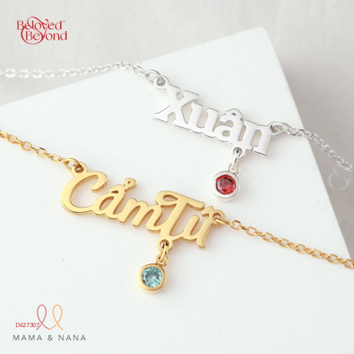 Vòng Cổ Khắc Tên & Charm Đá Quý Theo Mệnh Đính Mặt - belovedbeyond.com
