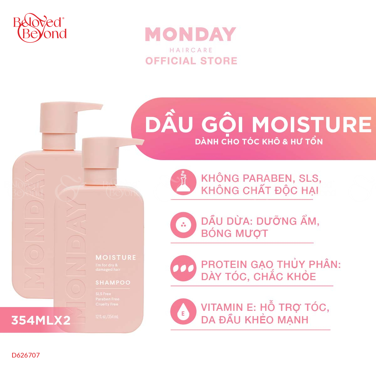 Combo 2 Dầu Gội Monday - Moisture - belovedbeyond.com