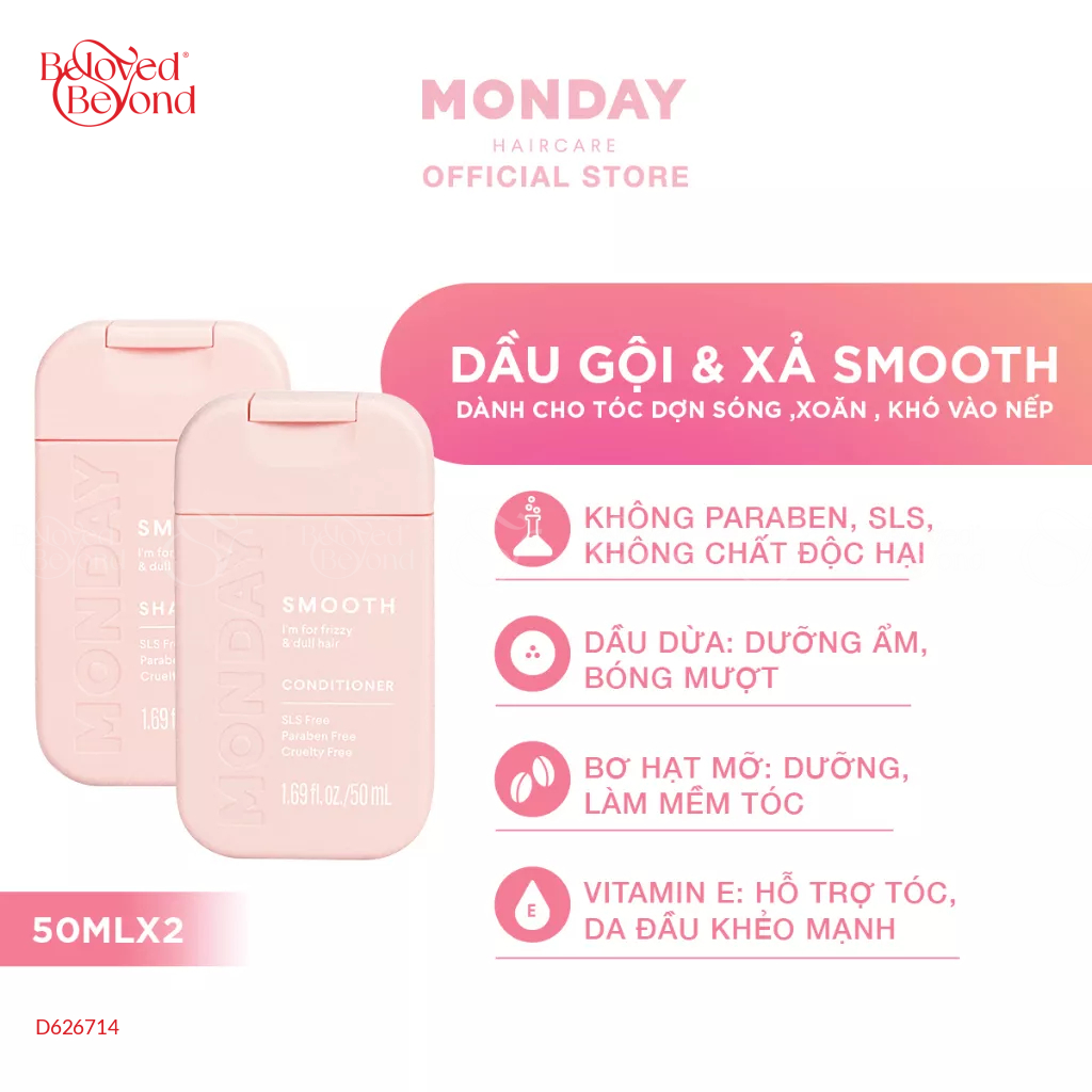 Combo Gội Xả Monday Smooth - Travel Size - belovedbeyond.com