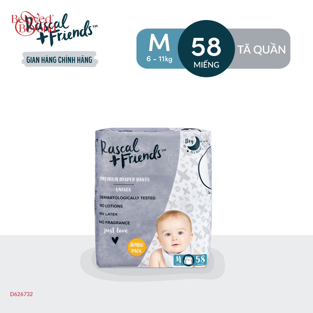 Tã Quần Rascal + Friends Size M (6-11Kg)(58 Miếng) - belovedbeyond.com