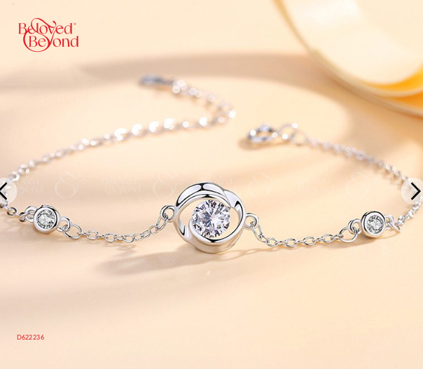 Lắc Tay Bạc Nữ Đính Đá Cz Bông Hoa Hồng_787759 - belovedbeyond.com