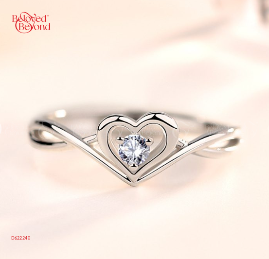Nhẫn Bạc Nữ Mạ Vàng 18K Đính Đá Cz Trái Tim_349632 - belovedbeyond.com