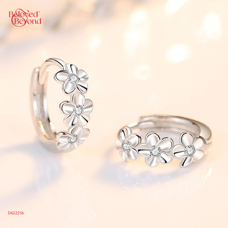 Bông Tai Bạc Tròn Đính Đá Cz Hình Bông Hoa_749976 - belovedbeyond.com